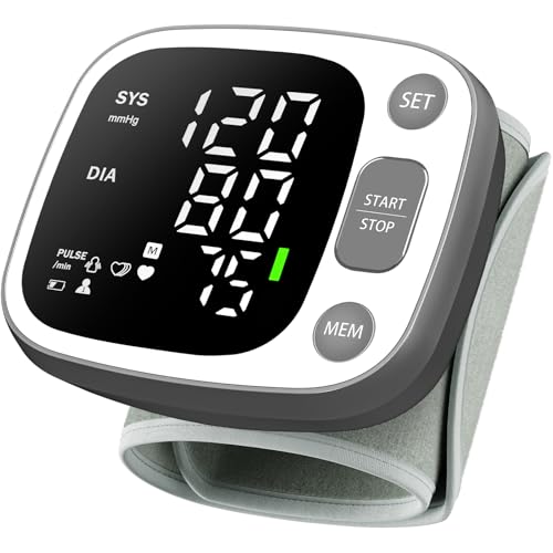 Oklar Wrist Blood Pressure Monitor, FDA Cleared Rechargeable BP Machine Grey