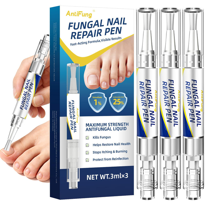 Toenail Fungus Treatment Extra Strength - AntiFung Pen with 25% Undecylenic Acid - Effective Nail Repair for Damaged Nails, Ingrown Nails & Discoloration - 3-Pack Applicator Pen - BeesActive Australia