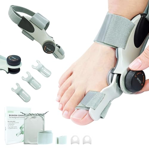 Bunion Corrector for Women Big Toe - US Patent 3 Precision Angles (0°/7.5°/15°) Adjustable Toe Straightener & Bunion Splint Brace with Extra Straps & Toe Separator, Fits Left & Right Foot, Large, Dark Brown 1 PCS