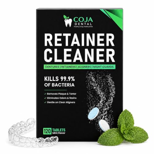 Retainer Cleaner Tablets 120 Count | Retainer Cleaning Tablets for Clear Aligners, Mouthguard & Night Guard | Aligner Cleaner | Dental Cleaner Tablets | Fresh Mint Flavor