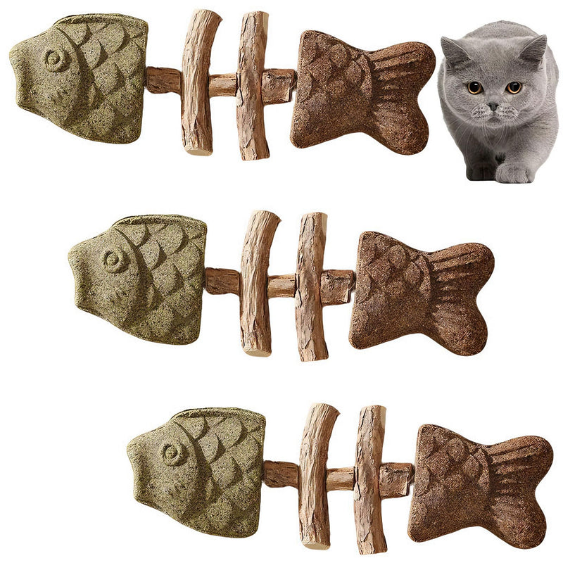 Purrident - Fix Cat Dental Health - Natural Dental Chew for Cats, Fishbone Shape Cat Teething Toy with Catnip, Durable Feline Tooth Care Tool for Indoor & Adult Cats (3CPS-C) 3CPS-C