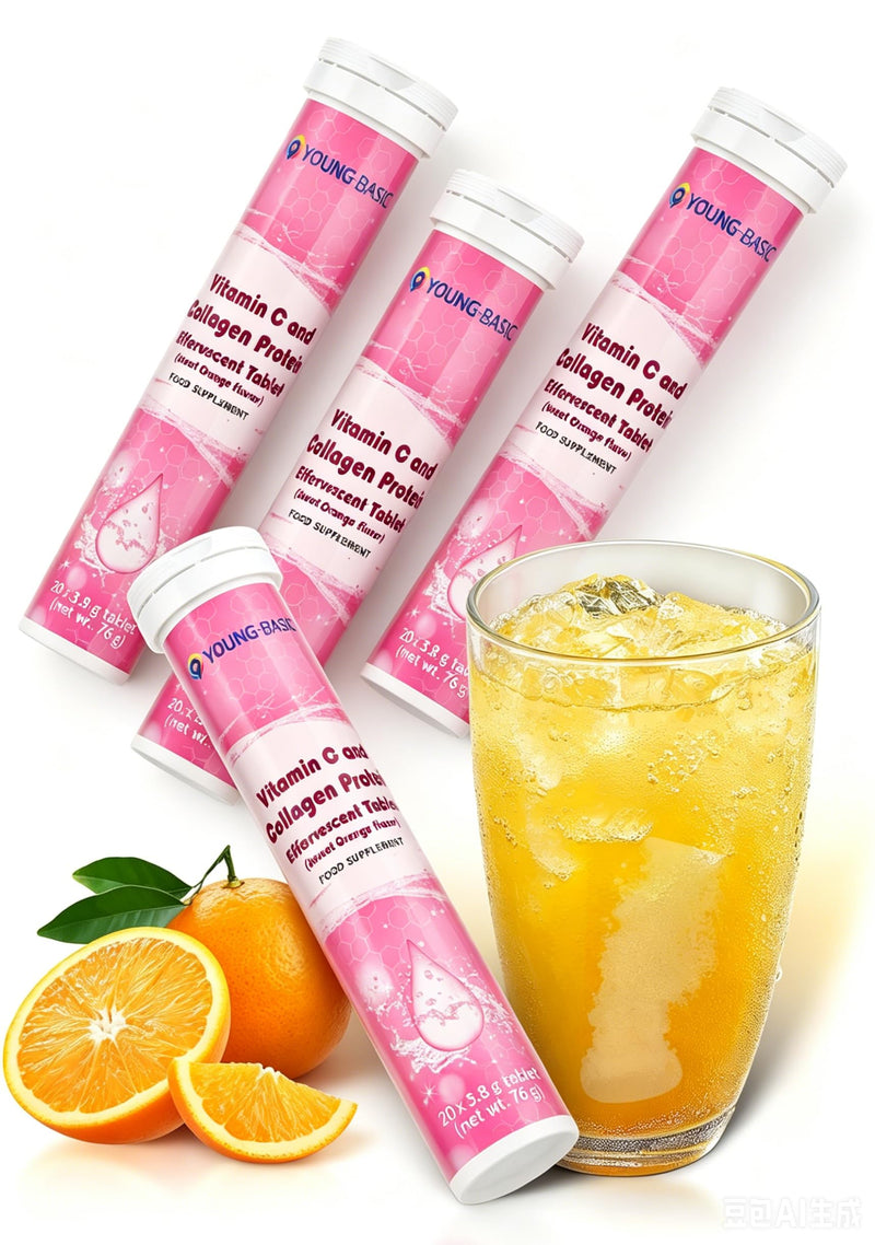 Vitamin C & Collagen Protein Effervescent Tablets - 100% Soluble, Supports Immune Health & Skin Radiance, Convenient Daily Supplement (4) 100 Count (Pack of 5)