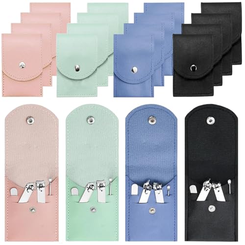 16 Sets Travel Manicure Set Professional Nail Clipper Kit Bulk,4 in 1 Adult Stainless Steel Travel Manicure Kit with Case Individually Wrapped Nail Clippers Bulk for Homeless,Hotel,Charity(4 Colors) Multi Color