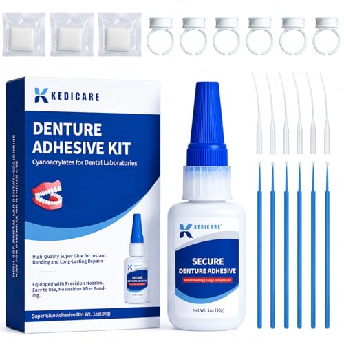 Dental Lab Instant Bonding Denture Adhesive Kit - Denture Repair Glue 1oz for Dentures & Lab Tools, Cracks, Gaps & Loose Teeth | Fast-Setting, Long-Lasting Hold | Safe, No Irritating Odor