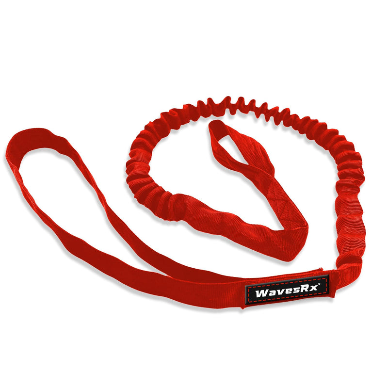 WAVESRX BowTether PWC Anchor and Dock Line - Shock Absorbing Elastic Bungee Rope Stretches 4 to 6 FT - Mooring Tether Pre Attached to Jet Ski Bow Eye for Quick Anchoring and Easy Docking Nautical Red