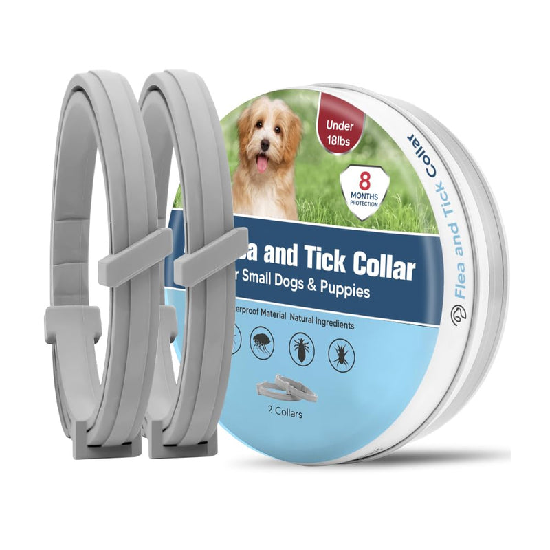 Flea Collar for Small Dogs, Flea and Tick Collar for Puppy, Small Dog Flea Collar Under 18 lbs, 8 Months Protection-2P 3.1 Ounce (Pack of 2)
