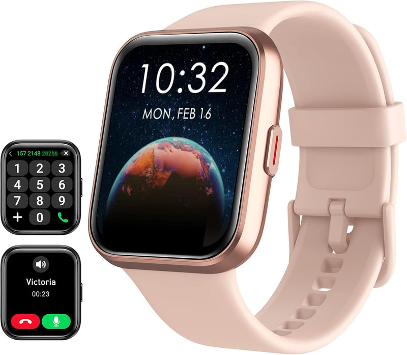 Tensky Smart Watch for Women Android & iPhone, Alexa Built-in, 1.8" Touch Screen Fitness Tracker with Answer/Make Calls, 3ATM Waterproof Heart Rate/Sleep/SpO2 Monitor, Pedometer, 100+ Sport Modes Rose Pink