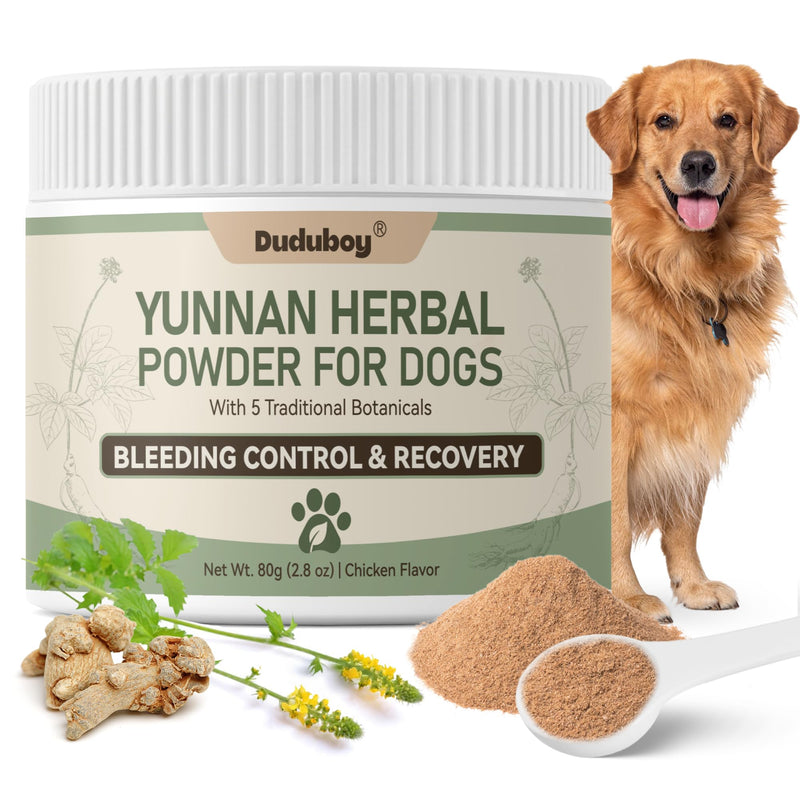 Yunnan Sanqi Powder for Dogs, Natural Herbal Blood Support for Hemangiosarcoma, Hemoabdomen, Pericardial Effusion, Ulcer-Related Bleeding, Bloody Stools, Recovery Support, Quick Stop Bleeding for Dog