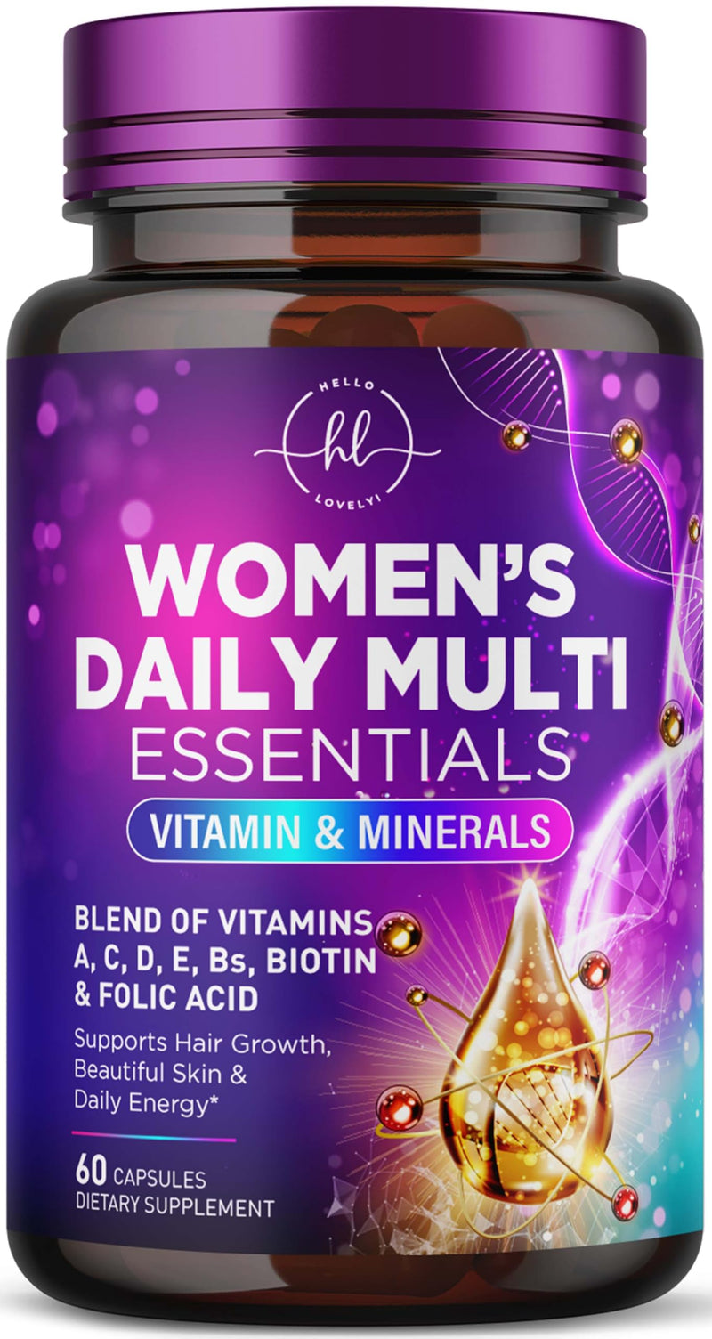 Multivitamin for Women - 3X Strength Daily Women Multivitamin, Vitamins A, D, C, E, Biotin, Folic Acid, Calcium, & Iron, Complete Multi Vitamin for Beautiful Hair & Skin, Bottled in USA, 60 Capsules 60 Count (Pack of 1)