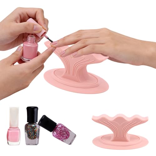 Nail Finger Rest Stand, Whale Tail Shaped Silicone Stable Manicure & Pedicure Support Holder for Nail Painting Gel Polish Application Compact & Portable for Home Salon Use (Pink)