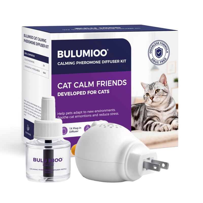 Cat Calming Pheromone Diffuser Kit (30-Day Starter) – 1 Diffuser + 1 x 48ml Refill – Helps Reduce Urine Spraying, Scratching & Fighting – Unscented Stress Relief for Single Room