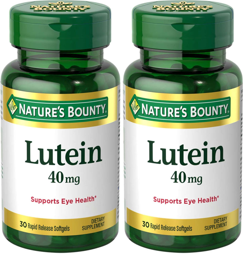 Nature's Bounty Lutein Pills, Eye Health Supplements and Vitamins, Support Vision Health, 40 mg, 30 Softgels, (Pack of 2) 30 Count (Pack of 2)