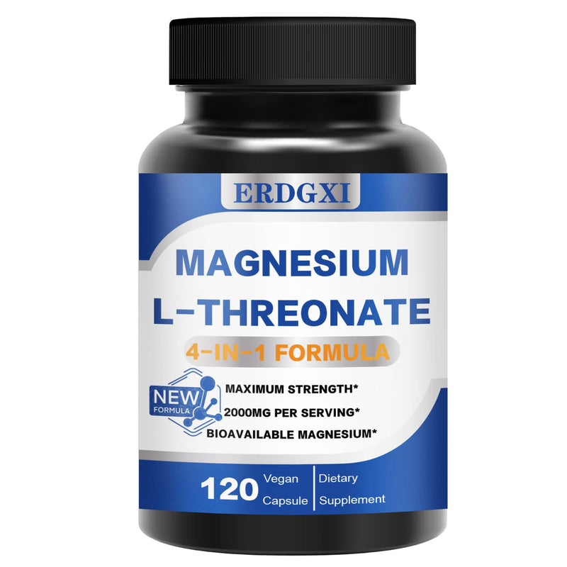 Magnesium L-threonate Supplement，Magnesium Threonate with Vitamin C &D3 | 2000mg High-Absorption Max Potency,Support Clarity,Zzz &Immune,Non-GMO & Gluten Free,120 Capsules (Pack of 1)
