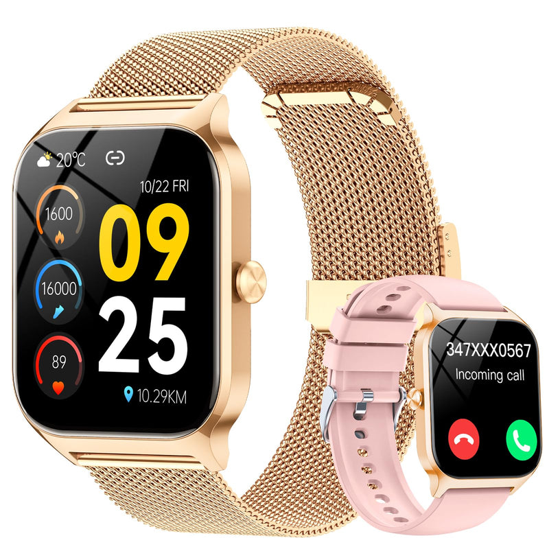 CASCHO Smart Watches for Women (Android/iOS), 1.85" HD Smart Watch with Calls/Messages/AI Voice Control, Sleep/Heart Rate Monitor,120+ Sports Modes Fitness Tracker Watch,Gold and Light Pink Rose gold and Light Pink - BeesActive Australia
