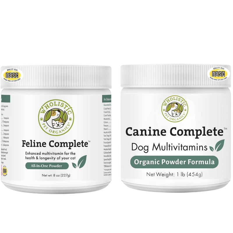 Wholistic Pet Organics Canine Complete & Feline Complete - Dog Vitamins and Cat Vitamins for Immune System, Skin, Coat & Overall Health