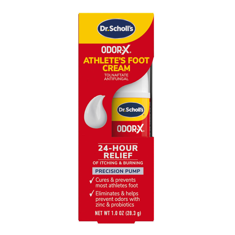 Dr. Scholl's Odor-X Athlete's Foot Antifungal Cream Treatment - 24 Hour Itching & Burning Relief, Treats Athlete’s Foot, Easy Use Precision Pump, Helps to Eliminate & Prevent Odors, Foot Health, 1 Oz - BeesActive Australia