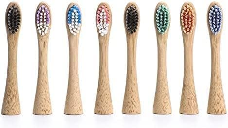 Bamboo Electric Toothbrush Replacement Heads, 8-Pack - Includes 3 Castor Oil Bristle Heads 2 Dupont Bristle Heads, and 3 Delicate PBT Tapered Bristle Heads
