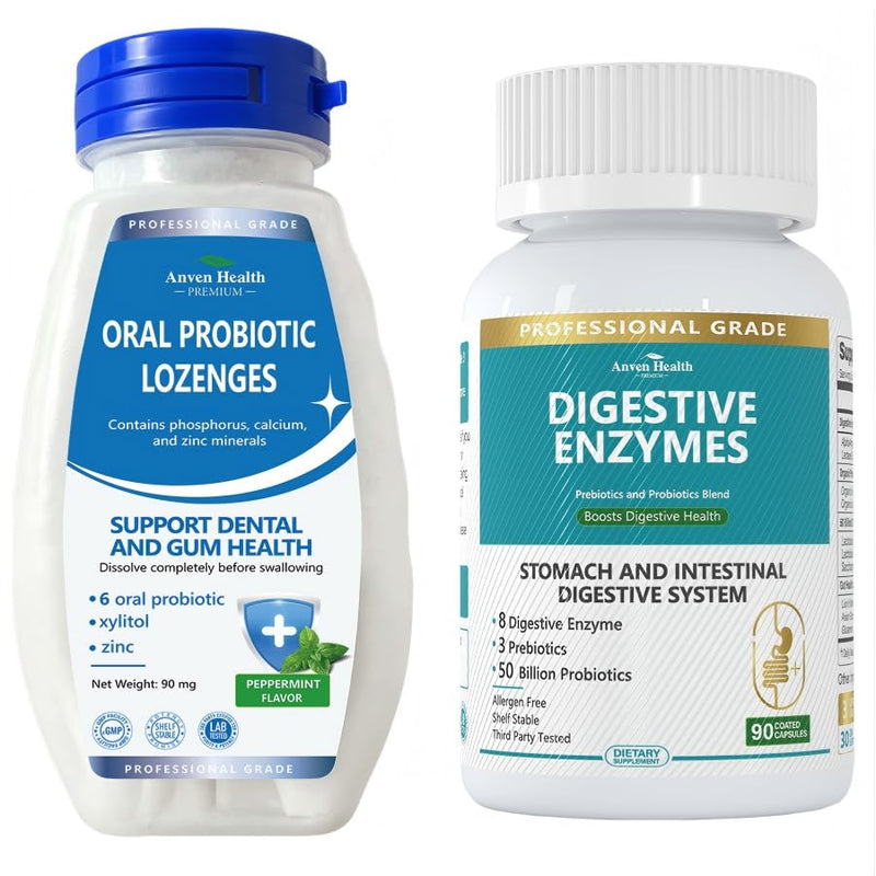 Oral Probiotics Lozenges for Mouth Bad Breath & Gum Repair 800mg Digestive Enzymes for Men and Women with Probiotics