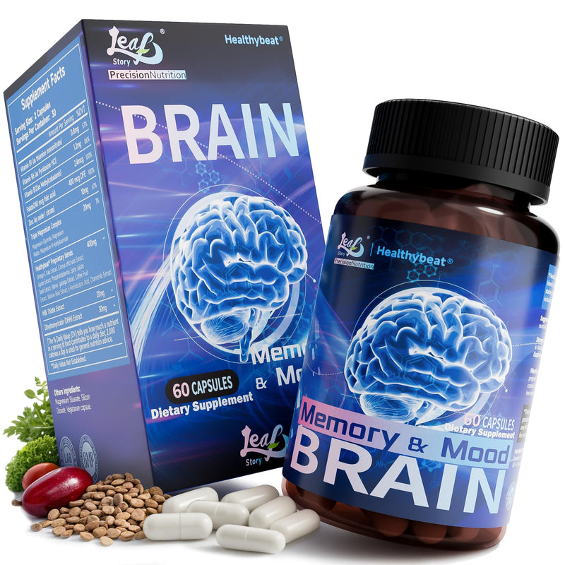 Nootropic Brain Supplements for Memory and Focus, 60 Capsules | Cognitive & Mood Support, Mental Clarity, Vitamin B6, B12 & Folate, Triple Magnesium Complex, Phosphatidylserine, Omega-3,DHM