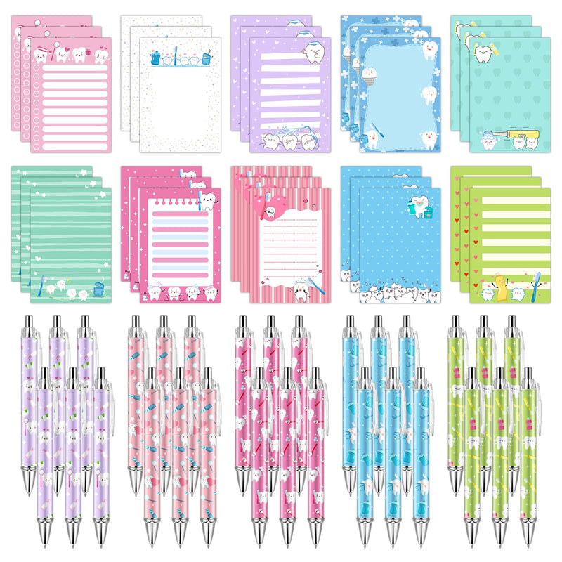 60Pcs Dental Pens and Notepad Set Dental Assistants Accessories Tooth Sticky Notes Teeth Ballpoint Pens Removable Memo Pads Dental Hygienist Gifts for Women Coworker Doctor Nurse Office Supplies - BeesActive Australia
