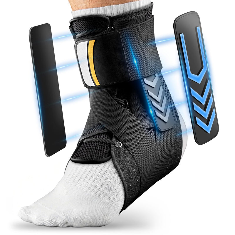 Ankle Brace for Sprained Ankle, Quick Lace-Up Ankle Support with Side Stabilizers & Auto-Shaped Pads, Slim Fit Stabilizer for Women Men, Fits in Shoes for Sports, Work & Injury Recovery (M) M(Ankle Size: 9.3"-9.8") - BeesActive Australia