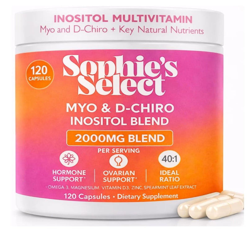Myo-Inositol & D-Chiro Inositol 2000 mg per Serving - Inositol Supplement for Women 40:1 Formula with Spearmint, Vitamin D3, Zinc & Magnesium - Hormone Balance, Ovarian Support - 120 Capsules 1 Pack 120 Count (Pack of 1)