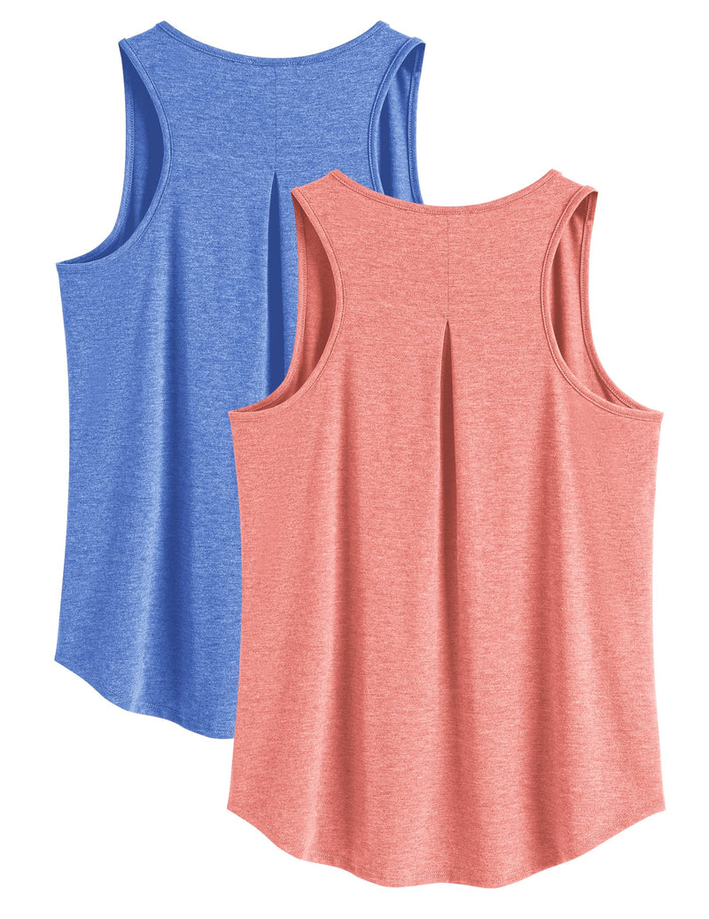 PINSPARK Workout Tops for Women Racerback Tank Top Pack Sleeveless Athletic Running Tops Loose Gym Shirt Quick Dry Yoga Tank Large Light Blue/Pink - BeesActive Australia