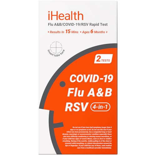 iHealth RSV Test + Flu A/B + COVID-19, 4-in-1 COVID Flu RSV Test, 2 Tests 1 Pack; 2 Tests