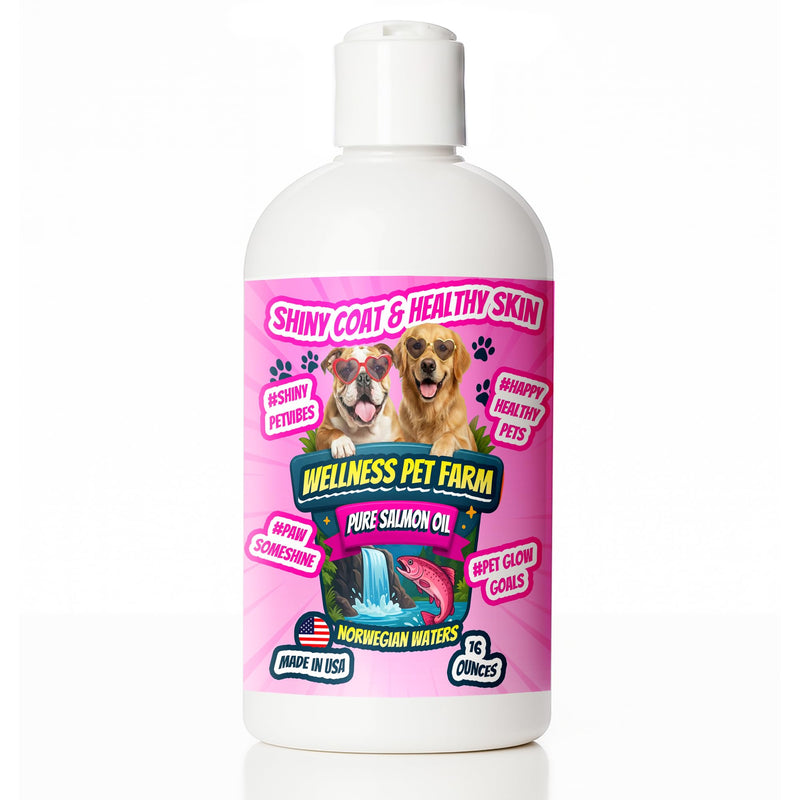 Pure Salmon Oil for Dogs – Omega 3 & 6 Supplement for Shiny Coat, Healthy Skin, Joint & Immune Support, All Breeds, 16 oz