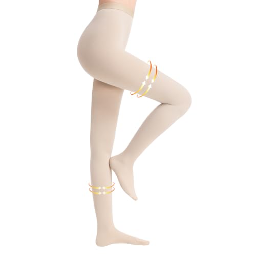 20-30 mmHg Medical Graduated Compression Pantyhose for Women Men Beige Large