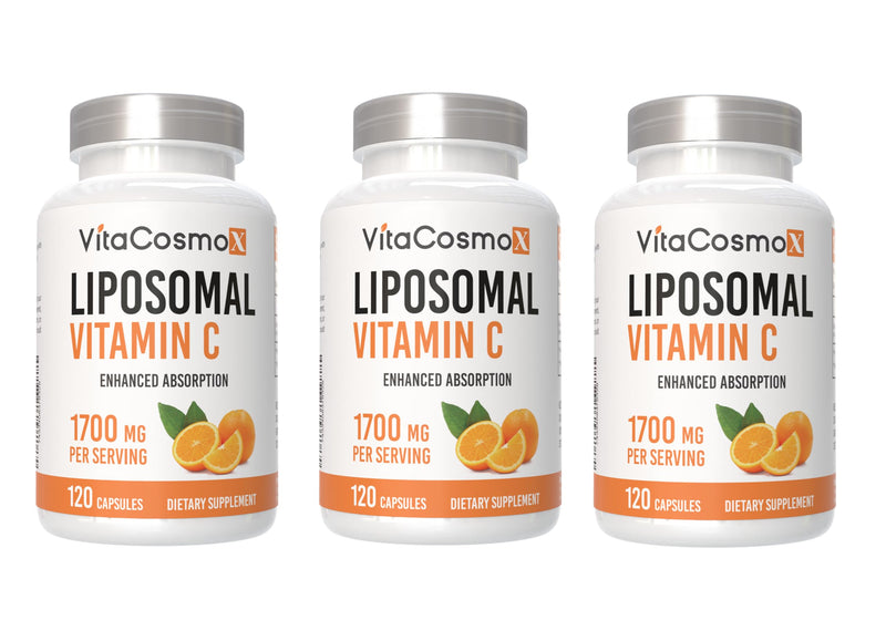 Liposomal Vitamin C Supplement, 1700mg, 120 Capsules 100% Vegetarian, Non-GMO & Gluten Free, High Absorption (3) 3