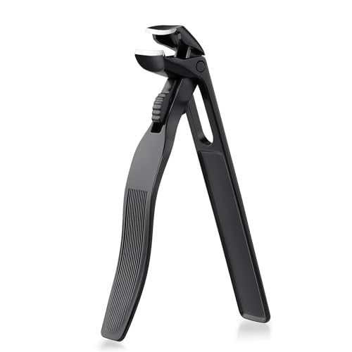 Toe Nail Clippers for Thick Nails for Seniors, Large Toenail Clippers for Men Adult, Ergonomics Long Handled Angled Head Wide Jaw Opening Sharp Blades Heavy Duty Fingernail Cutter - Black
