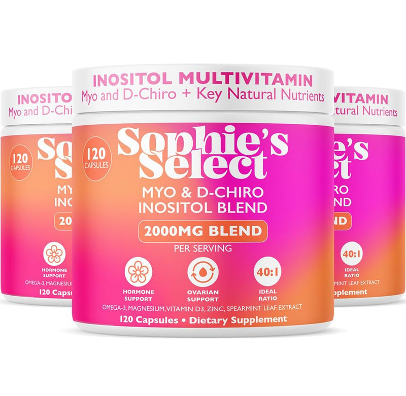 Myo-Inositol & D-Chiro Inositol 2000 mg per Serving - Inositol Supplement for Women 40:1 Formula with Spearmint, Vitamin D3, Zinc & Magnesium - Hormone Balance, Ovarian Support - 120 Capsules 3 Packs 360 Count (Pack of 3)
