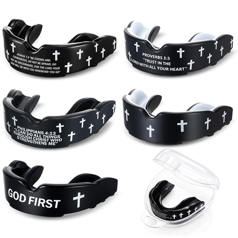 Yaomiao 5 Pcs Cross Mouth Guards Christian Teeth Armor Sport Game Guard & Case Religious Mouth Guard Football Basketball Baseball Wrestling Lacrosse Rugby Boxing Taekwondo(Cross) - BeesActive Australia