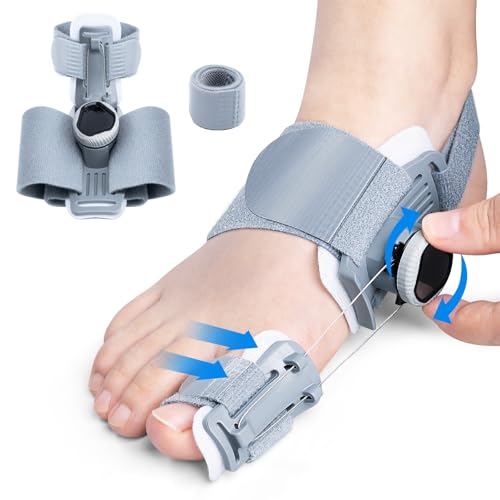 GJNL Bunion Corrector for Women & Men – Upgraded Adjustable Bunion Fix for Big Toe Separation Pain Relief, Bunion Splint Suitable for Left/Right Feet, Toes Alignment Hallux Valgus Correction (Grey) Grey