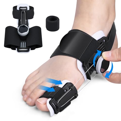 GJNL Bunion Corrector for Women & Men – Upgraded Adjustable Bunion Fix for Big Toe Separation Pain Relief, Bunion Splint Suitable for Left/Right Feet, Toes Alignment Hallux Valgus Correction (Black) Black