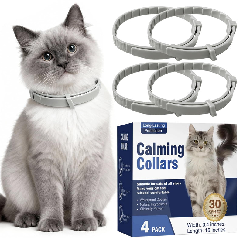 Calming Collar for Cats that Reduces Scratching & Anxiety | Pheromone Cat Calming Collar for Stress, Hiding & Marking | Waterproof Adjustable for Kitten Adult Senior Cats