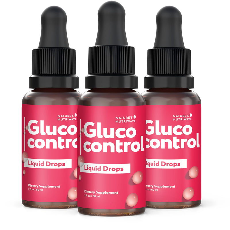 Gluco Control Drops – Chromium, Maca & Grape Seed – 60mL, 3 Month Supply | Chromium, Maca Root & Grape Seed, botanical liquid | Non-GMO, Made in USA | Take by dropper, daily drops 2 Fl Oz (Pack of 3)