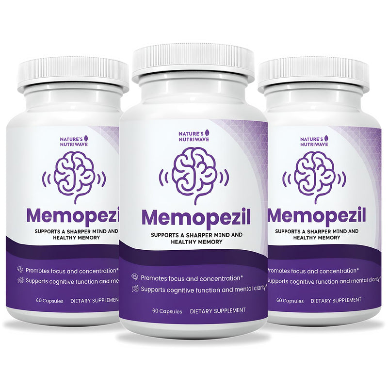 Memopezil – Vitamins A, B, C, D, E & Botanicals – 60 Ct, 3 Month Supply | Vitamins A, B, C, D, E, minerals & botanicals | Non-GMO, GMP-Certified, Made in USA | Easy-to-swallow capsule 60 Count (Pack of 3)