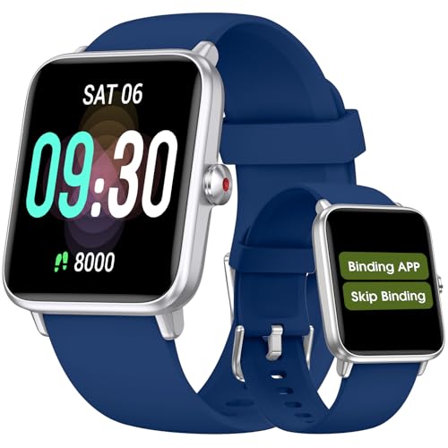 Pedometer Watch Senior Friendly No App No Phone Required, Fitness Tracker Blue