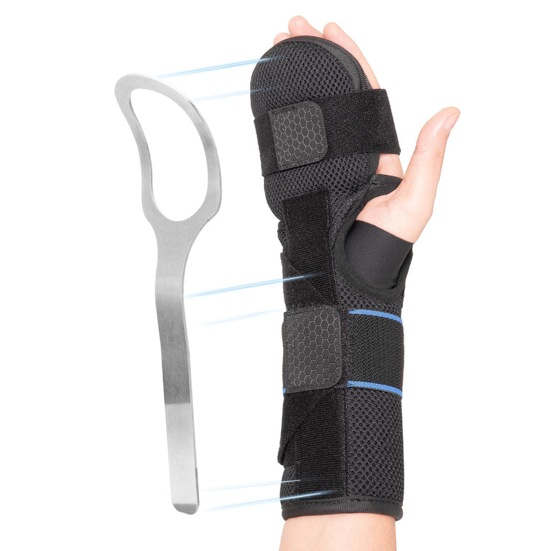 Resting Hand Splint, Stroke Hand Wrist Brace for Carpal Tunnel Night Support, Pain Relief for Stroke Recovery, Flexion Contractures, Arthritis, Tendonitis, Right Hand, Black, L