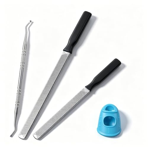 Heavy Duty Metal Toe Nail Files for Thick Nails & Ingrown Lifter-GJYT4 Black Silicone+Silver Lifter