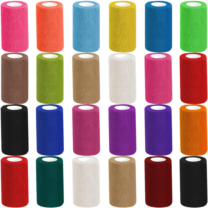 24 Pack Colorful Self Adhesive Bandage Wrap Bulk 20 Colors 4 Inch x 5 Yards Cohesive Bandage,Vet Wrap Breathable Elastic Self-Adherent Tape for Stretch Athletic Sports Wrist Ankle Dogs Pet Vet Wrap - BeesActive Australia