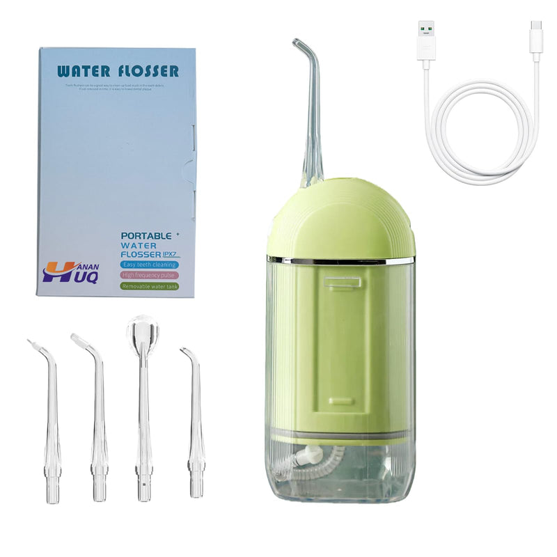 Water Flosser [ Mini Cordless Portable ] Oral Irrigator Water Teeth Cleaner Pick, Telescopic Water Tank, 3 Modes & IPX7 Waterproof, Home & Travel Water Floss for Teeth, Braces Bridges Care (Green)
