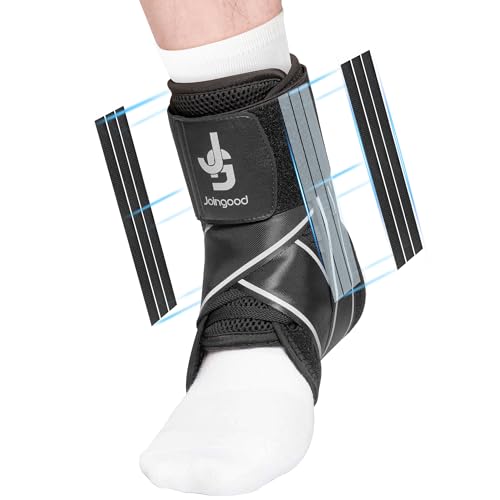 Quick-Lace Ankle Brace for Women & Men, with Side Stabilizers and Reflective Strap, Sport Injury Recovery Support for Basketball, Volleyball, Running, Ankle Sprain & Tendonitis, Size L Reflective Strips Version