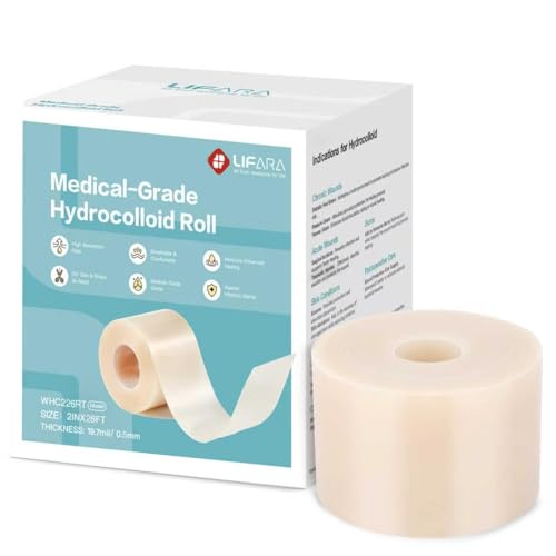 LIFARA Hydrocolloid Roll for Wound Care - Cut-to-Size, Hydrocolloid Patch Bandages with Self-Adhesive, Ultra Absorbent & Waterproof, First Aid Kit Essential (19.7mil/ 0.5mm Thickness, 2in*26ft) Clear 2in*26ft, 19.7mil/ 0.5mm Thickness