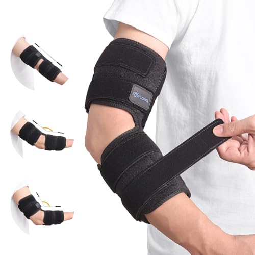 Cubital Tunnel Syndrome Elbow Brace Splint for Ulnar Nerve Entrapment, suitable for all day, with 3 interchangeable angle supports - M Black Medium