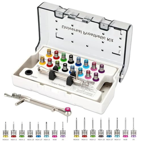 universal implant driver kit,High Precision Dental Implant Torque Wrench，16pcs screwdriver for dental implant,Torque Value of 10-70Ncm,Autoclavable Universal Implant Kit