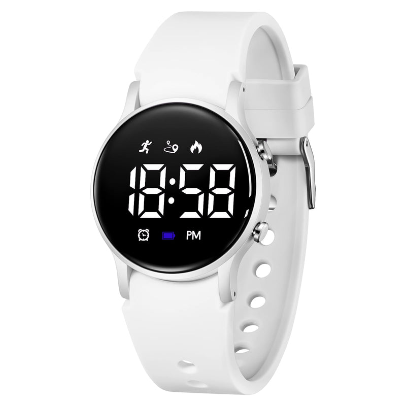 BEN NEVIS Kids Watch for Boys Girls Waterproof Digital Watch for Kids with Pedometer, Vibration Alarm Clock, Stopwatch, Calendar, No App for Ages 5-18 04-White - BeesActive Australia