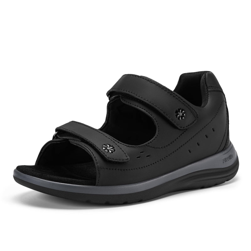 FitVille Diabetic Sandals for Women Wide Width, Open Toe Orthopedic Wide Sandals for Women with Adjustable Straps and Arch Support for Bunions, Plantar Fasciitis, Swollen Feet Black 8.5 Wide